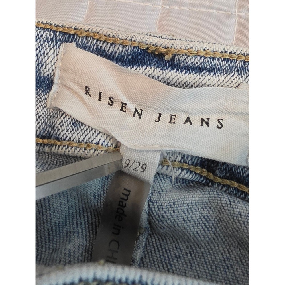 Risen High Rise Frayed Ankle Wide Leg Jeans Light Wash Distressed Womens 9/29 - Picture 10 of 13